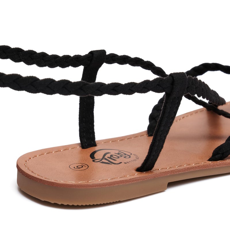 Trary Braid Lace up Sandal for Women BLACK 08 - Image 3